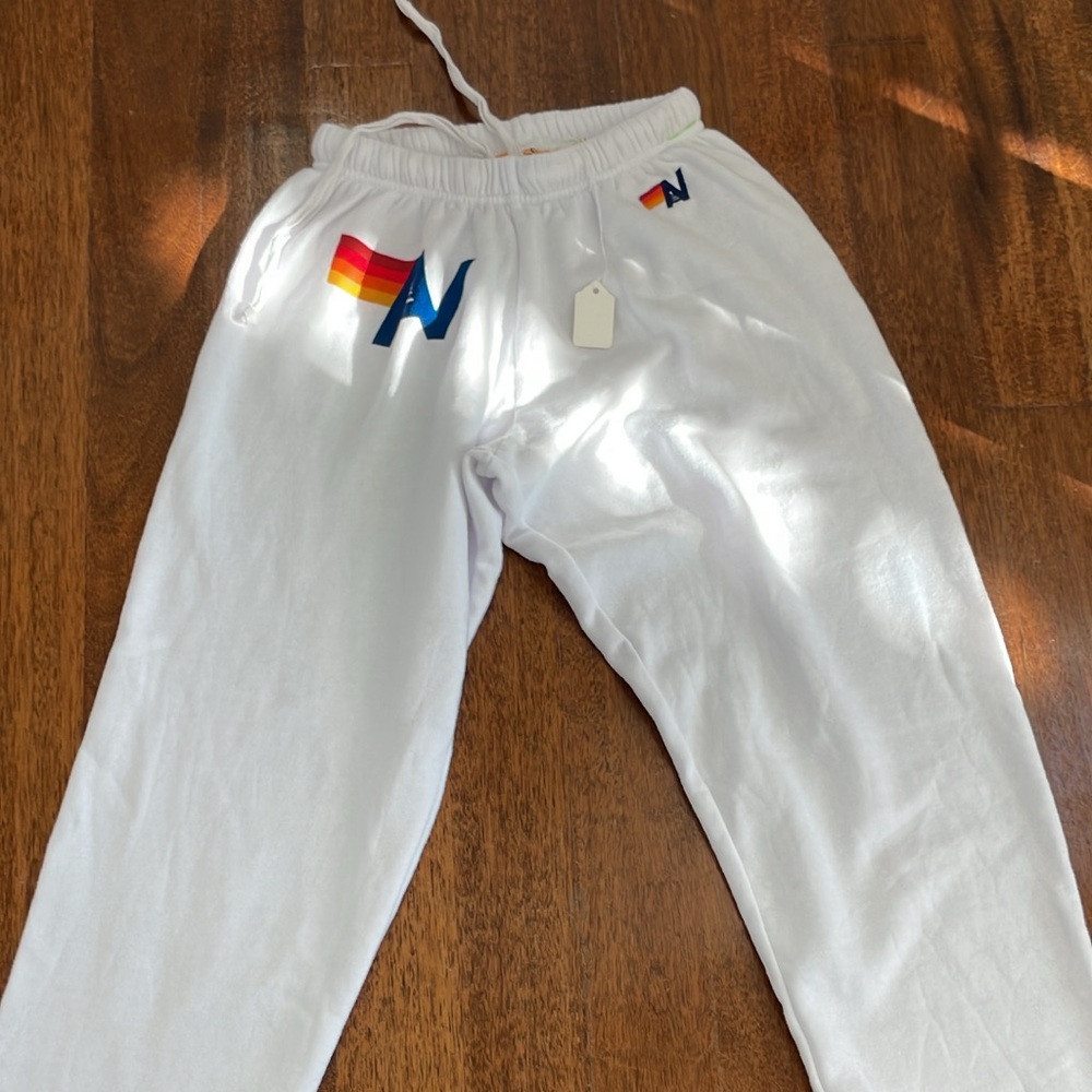Brand new white Aviator Nation sweatpant